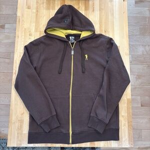Vintage Y2K Ryan Sheckler zip up Hoodie Brown Yellow zipper embroidered logo XXL